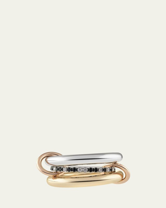 Libra 18k Gold & Silver 3-Link Ring w/ Micropave Diamonds